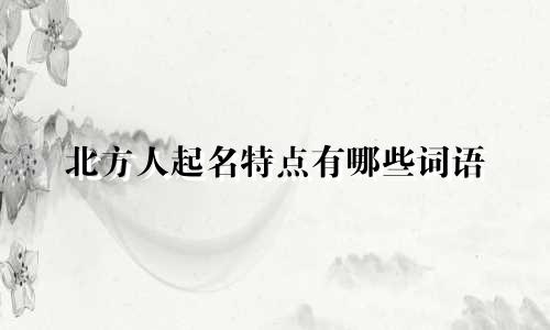 北方人起名特点有哪些词语