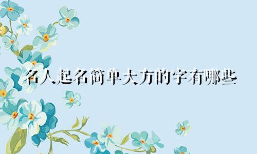 名人起名简单大方的字有哪些