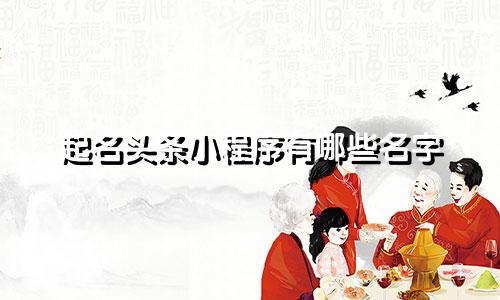 起名头条小程序有哪些名字