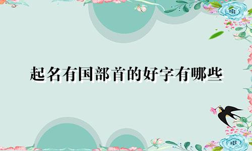 起名有国部首的好字有哪些