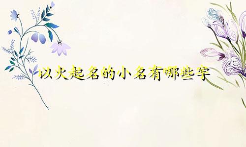 以火起名的小名有哪些字