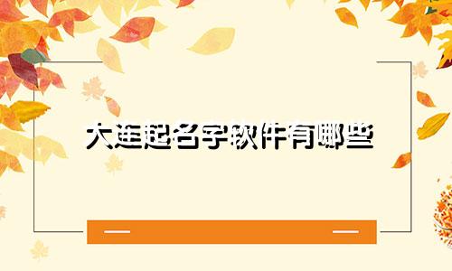 大连起名字软件有哪些