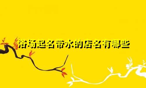 浴场起名带水的店名有哪些