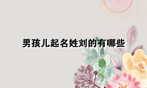 男孩儿起名姓刘的有哪些