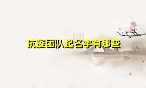 抗疫团队起名字有哪些