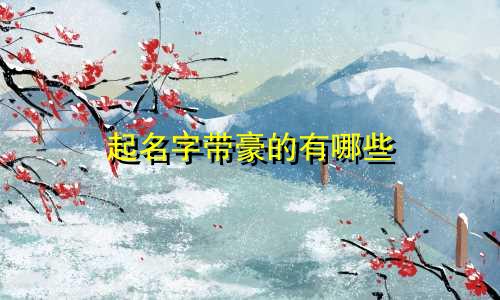 起名字带豪的有哪些