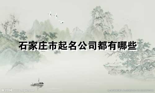 石家庄市起名公司都有哪些
