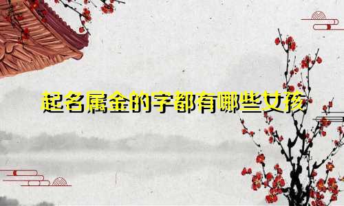 起名属金的字都有哪些女孩