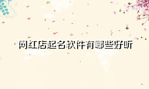 网红店起名软件有哪些好听