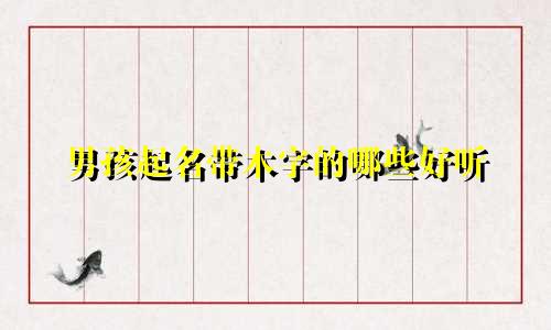 男孩起名带木字的哪些好听