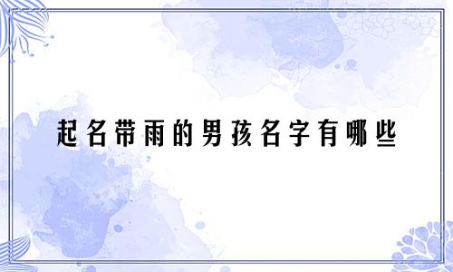 起名带雨的男孩名字有哪些