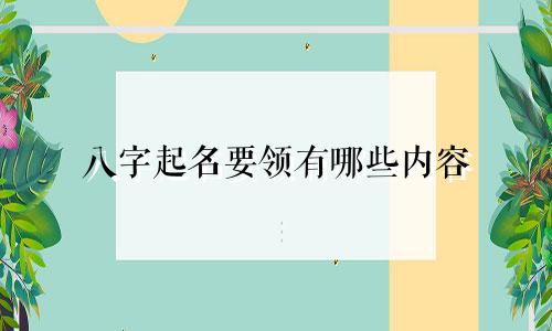 八字起名要领有哪些内容