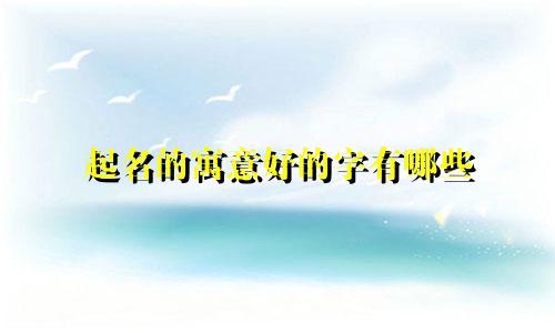 起名的寓意好的字有哪些
