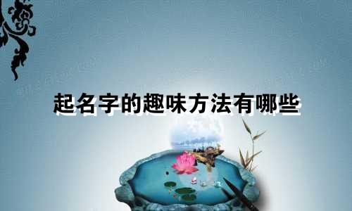 起名字的趣味方法有哪些