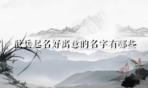 散兵起名好寓意的名字有哪些