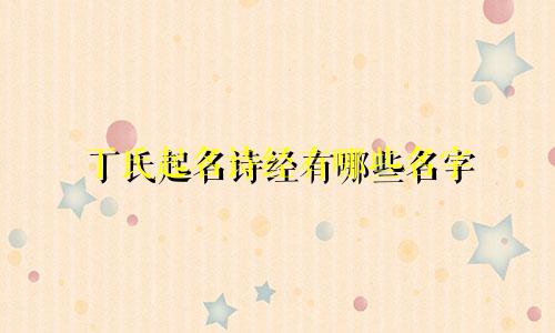 丁氏起名诗经有哪些名字
