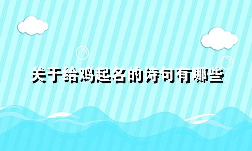 关于给鸡起名的诗句有哪些