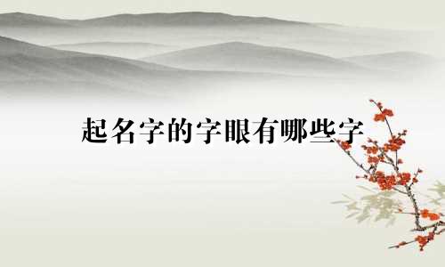 起名字的字眼有哪些字
