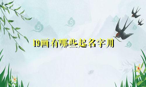 19画有哪些起名字用