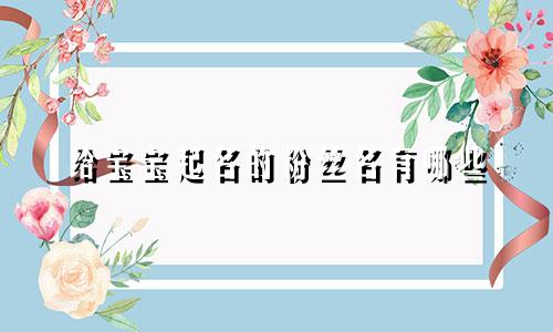 给宝宝起名的粉丝名有哪些