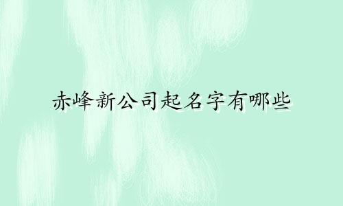 赤峰新公司起名字有哪些