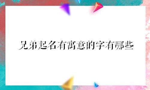 兄弟起名有寓意的字有哪些