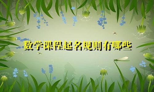 数学课程起名规则有哪些