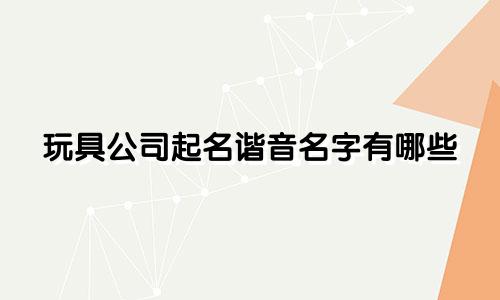 玩具公司起名谐音名字有哪些