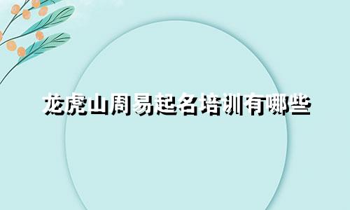 龙虎山周易起名培训有哪些