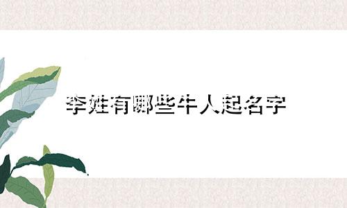 李姓有哪些牛人起名字