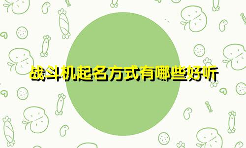战斗机起名方式有哪些好听