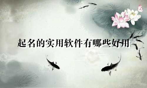 起名的实用软件有哪些好用