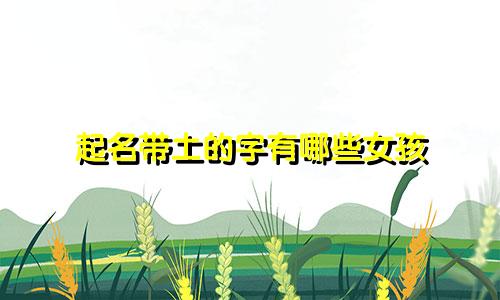 起名带土的字有哪些女孩