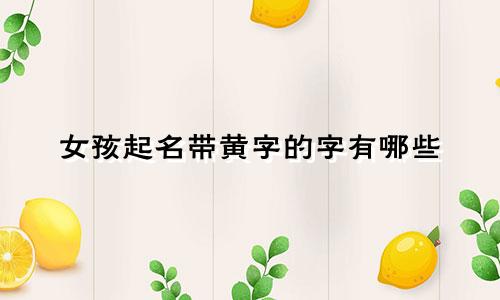 女孩起名带黄字的字有哪些
