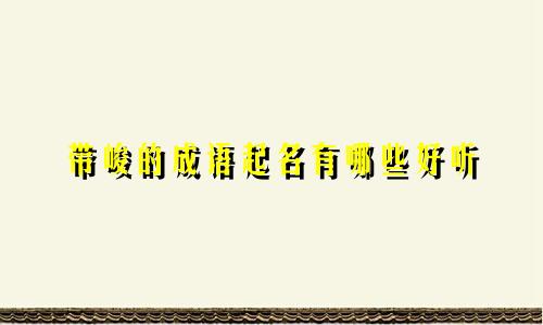 带峻的成语起名有哪些好听