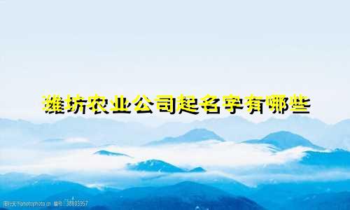 潍坊农业公司起名字有哪些