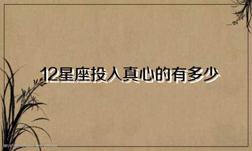 12星座投入真心的有多少