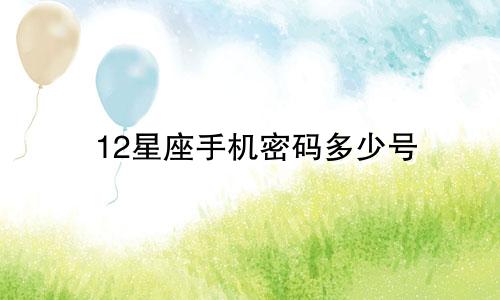 12星座手机密码多少号