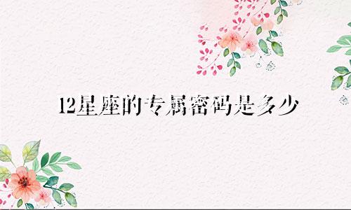 12星座的专属密码是多少