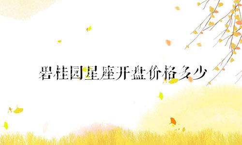 碧桂园星座开盘价格多少