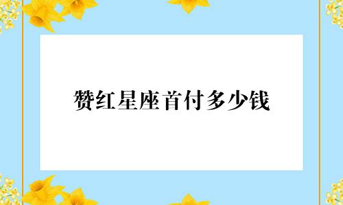 赞红星座首付多少钱