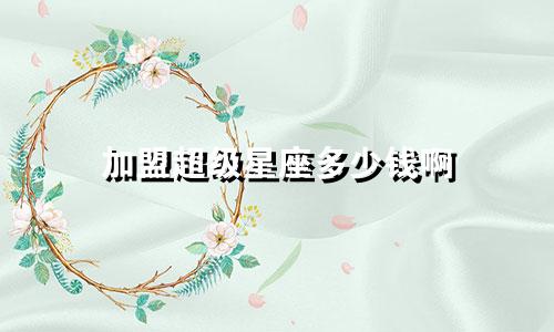 加盟超级星座多少钱啊