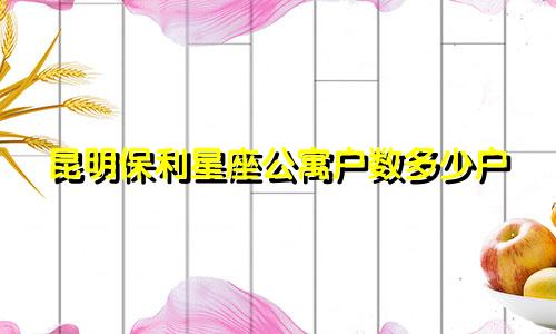 昆明保利星座公寓户数多少户