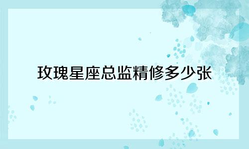 玫瑰星座总监精修多少张