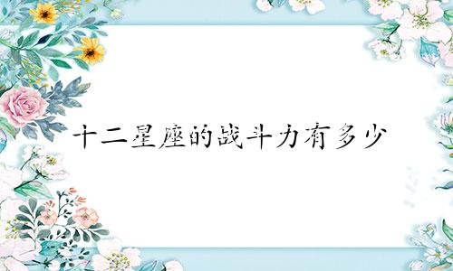 十二星座的战斗力有多少
