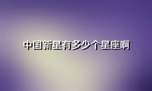 中国新星有多少个星座啊