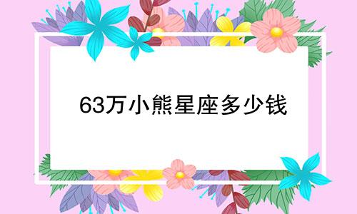 63万小熊星座多少钱