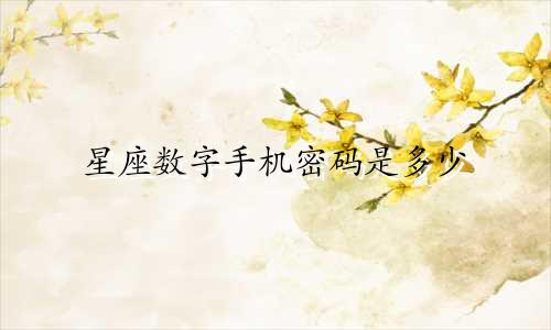 星座数字手机密码是多少