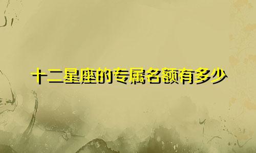 十二星座的专属名额有多少