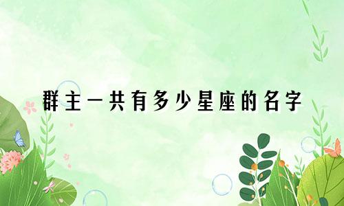 群主一共有多少星座的名字